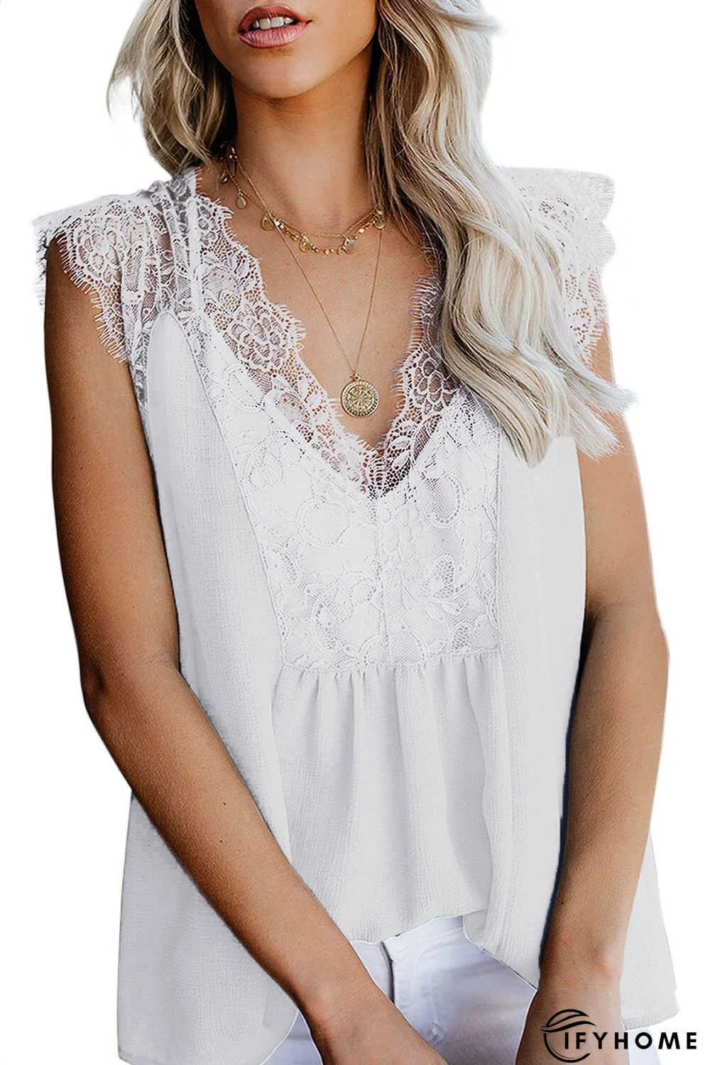 White From A Dream Lace Tank Top with Vest | IFYHOME