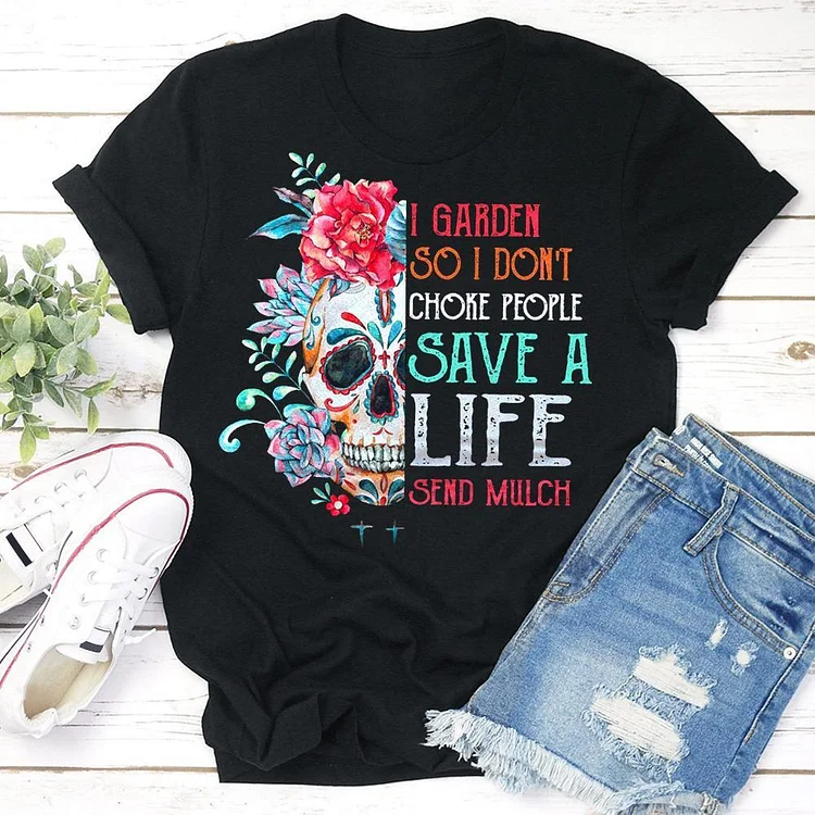 Save A Life Flower Skull Lovers T-Shirt Tee --Annaletters