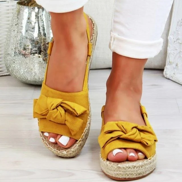 Women's Platform Sandals Summer Peep Bow Casual Sandal Shoes