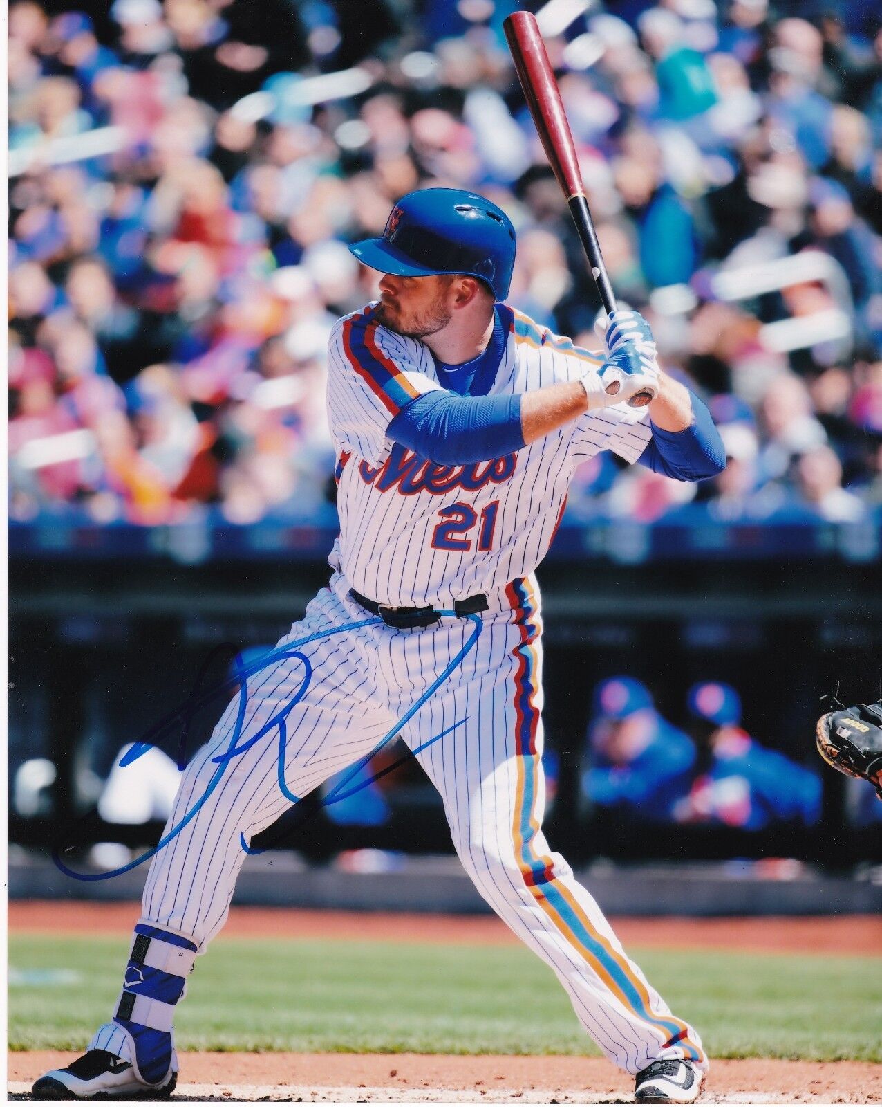 LUCAS DUDA NEW YORK METS ACTION SIGNED 8x10