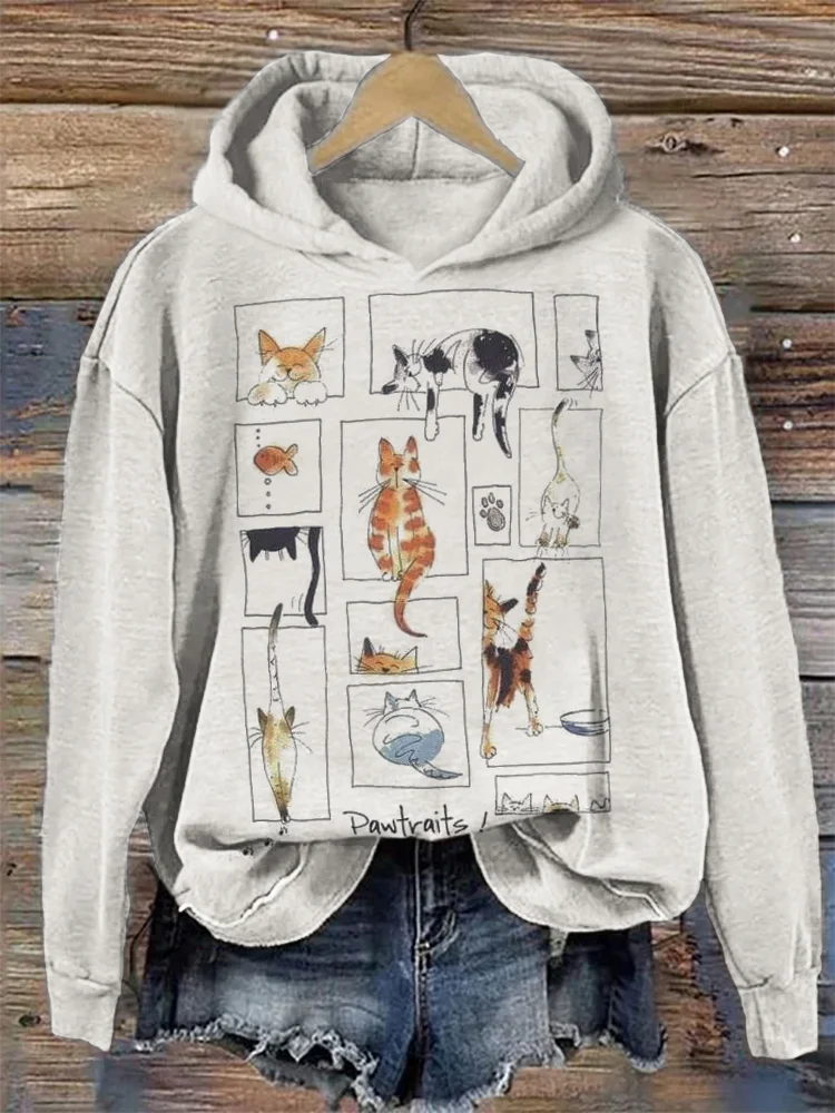 Comstylish Lovely Cats Pawtraits Cozy Hoodie