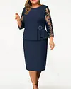 Women's Plus Size Sheath Dress Floral Crew Neck Long Sleeve Winter Fall Stylish Elegant Midi Dress Work Date Dress
