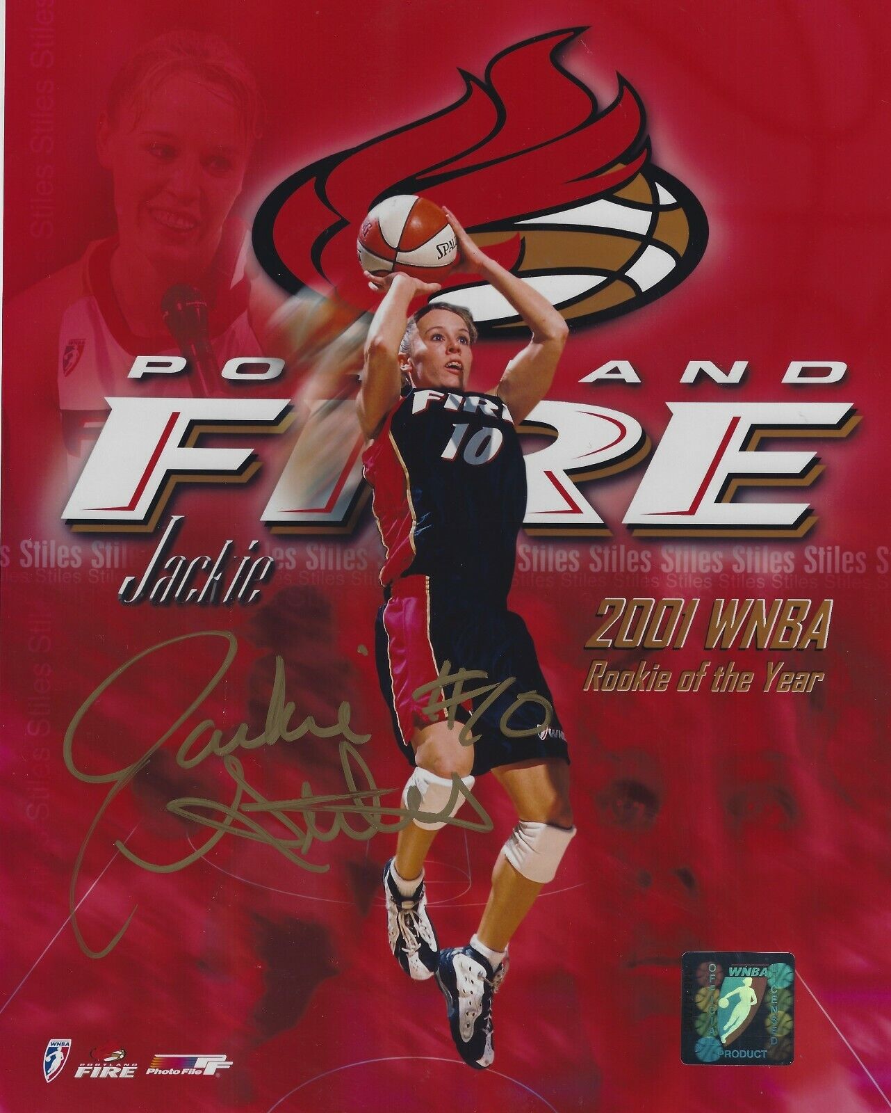 Signed 8x10 JACKIE STILES Portland Fire WNBA Autographed Photo Poster painting COA