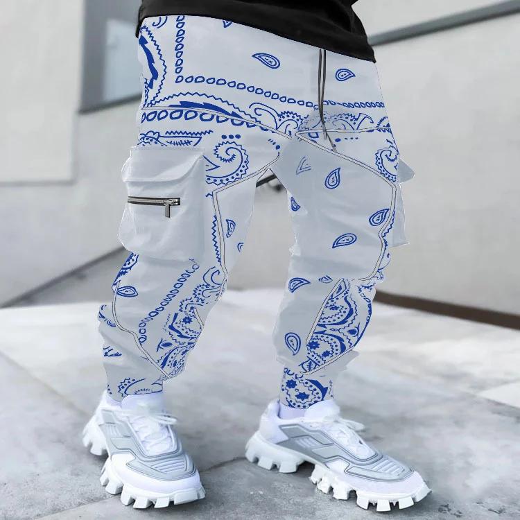 Mens Cashew Printed Casual Cargo Pants