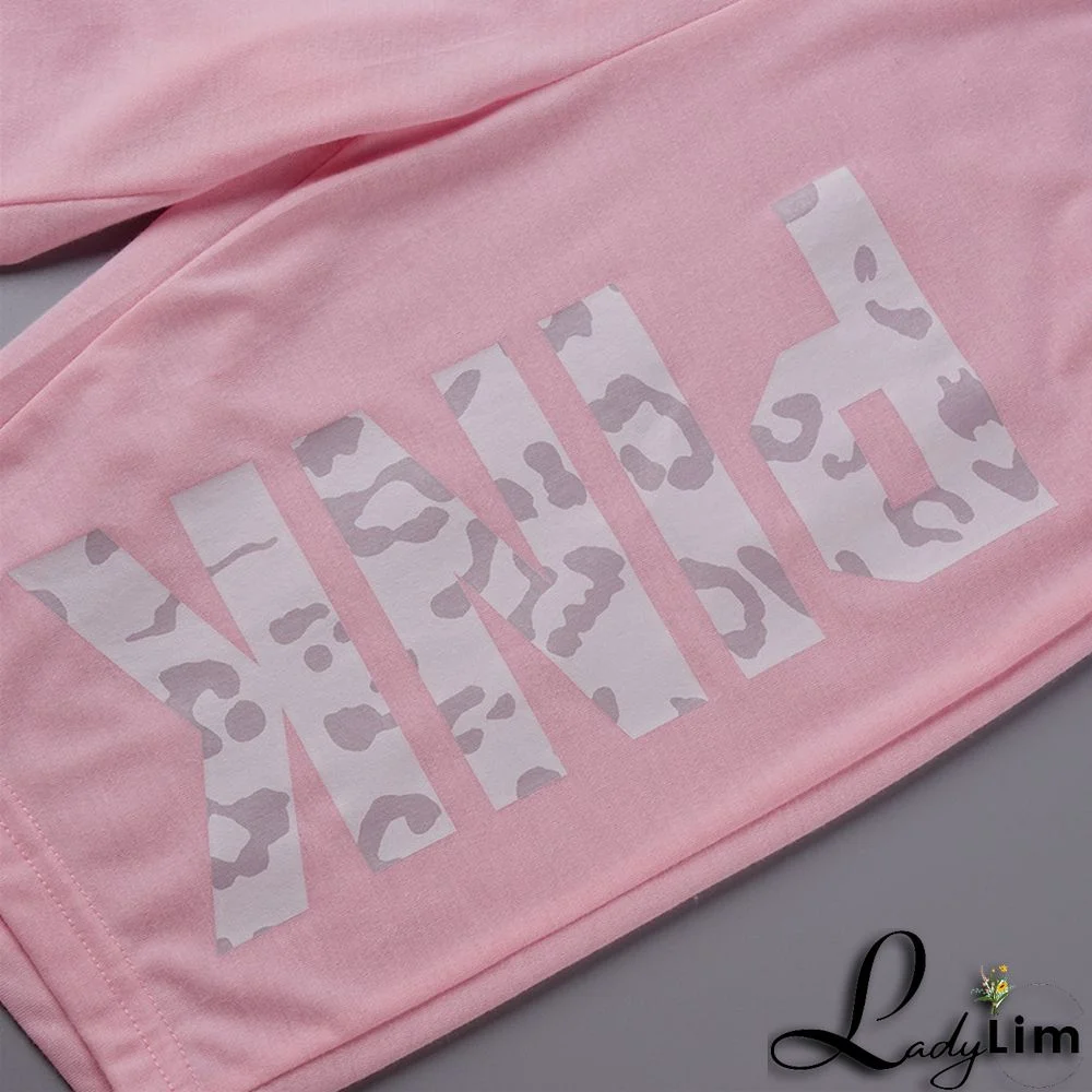 Blue Fashion Casual Letter Print Patchwork O Neck Short Sleeve Two Pieces