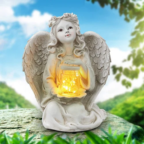 Guardian Angel Garden Statue Solar Lights Decorations