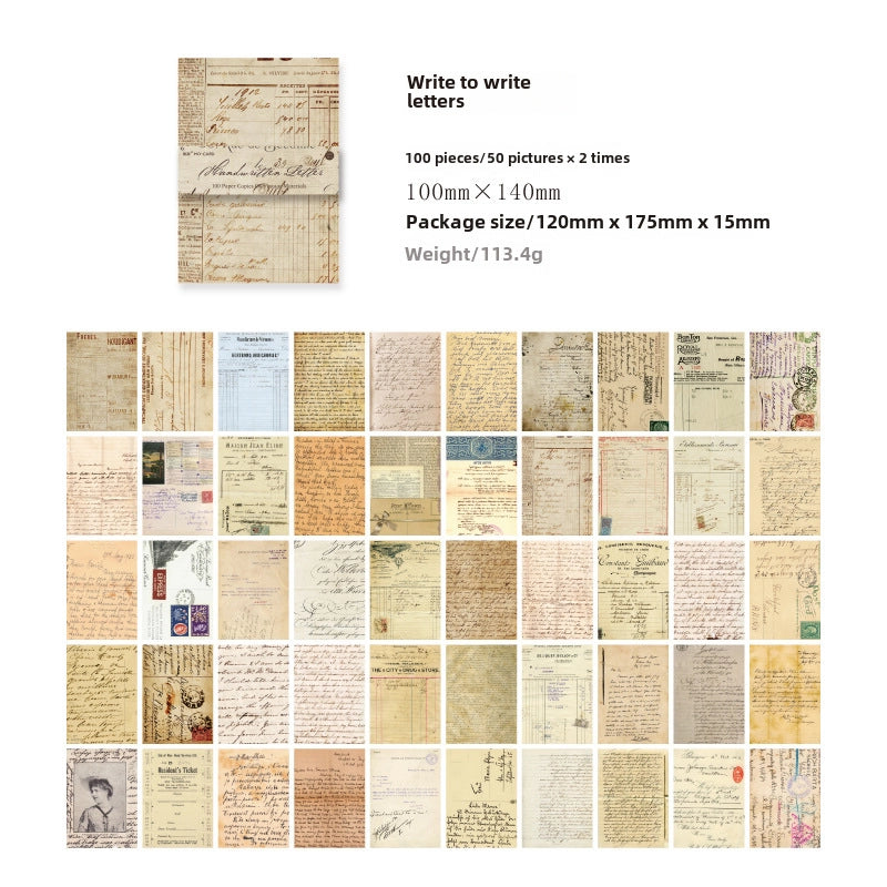 Vintage Material Paper Book Life Morning Evening Series Paste Diary Diy Decoration Base Material 100 Sheets In