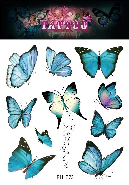 24 Kinds 3D Butterfly Tattoo Flowers Watercolor Temporary Body Art Sticker Disposable Make Up Concealer tatouage temporaire