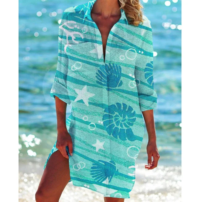 Women's Starfish Printed Holiday Beach Shirt