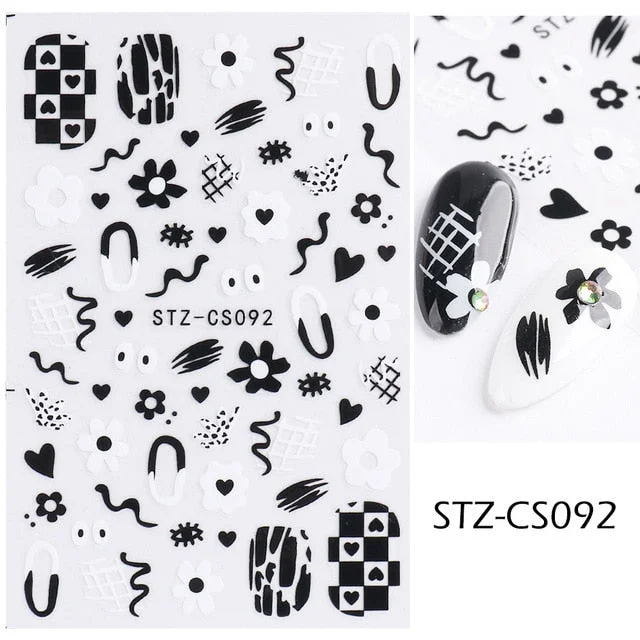 3D Swirl Lines Nail Sticker Geometry Irregular Whirling Wave Cow Print Decal on Nails Art Charms Manicure Slider Tip Accessories-Nail Inspo