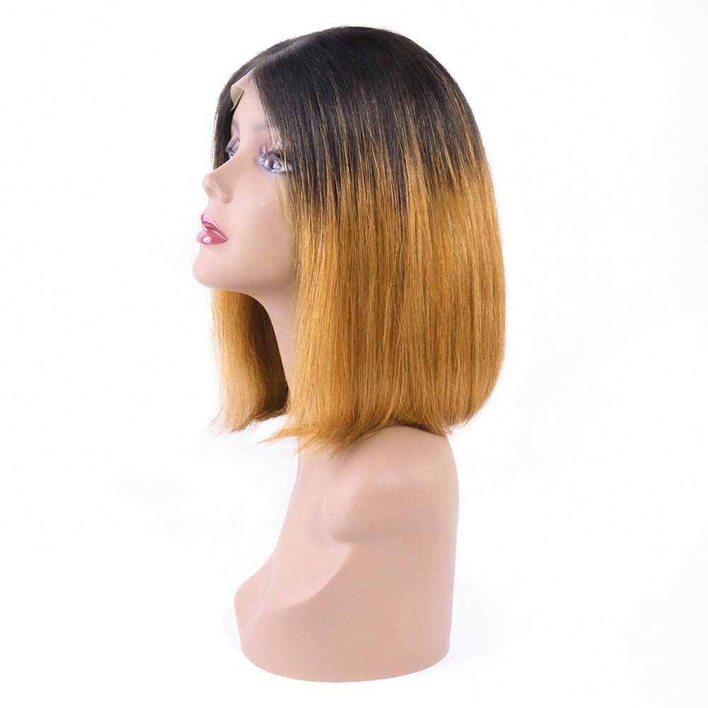 Aosun Straight Lace Closure Wig 150% Density Brazilian Human Hair BOB Wigs with Ombre Color 1b/30 Zaesvini