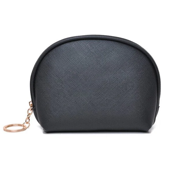 PURDORED 1 Pc Women Shell Makeup Bag Leather Waterproof Cosmetic Bag for Travelling Makeup Organizer Solid Color Make Up Case