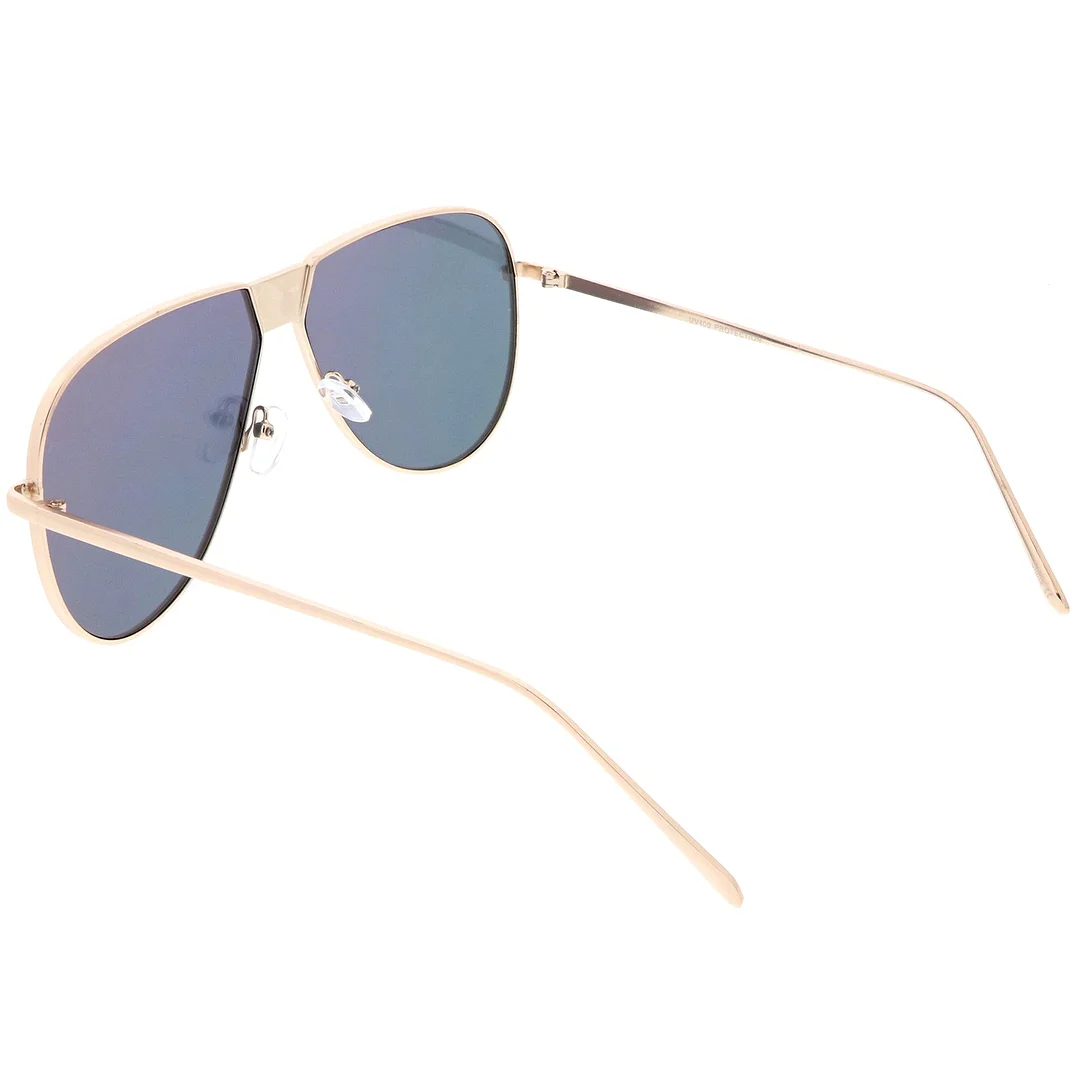 Oversize Metal Aviator glasses With Color Mirror Flat Lens 61mm