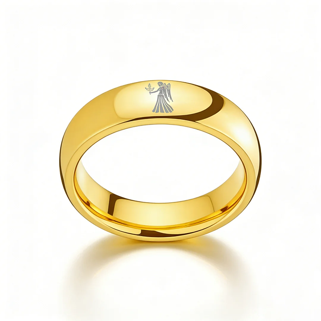 Virgo Dome Tungsten Carbide Rings Gold Tungsten Wedding Bands for Men and Women 4MM 6MM 8MM Width