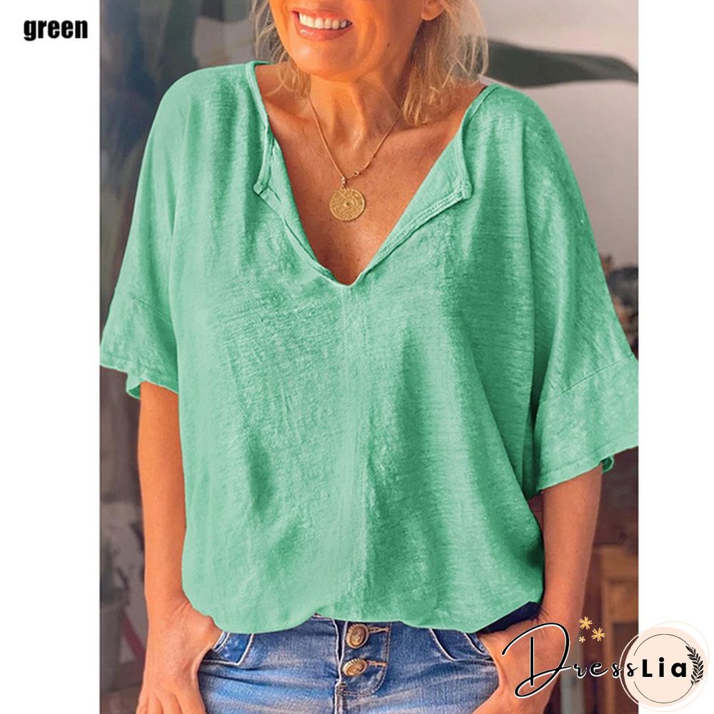 New Women's Plus Size T-shirt Short-sleeved Loose Cotton Casual Pullover Bottoming Shirt Top Multicolor