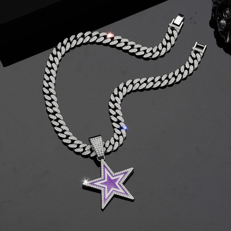 Hip-Hop Star Zinc Alloy Enamel Inlay Rhinestones Unisex Pendant Necklace