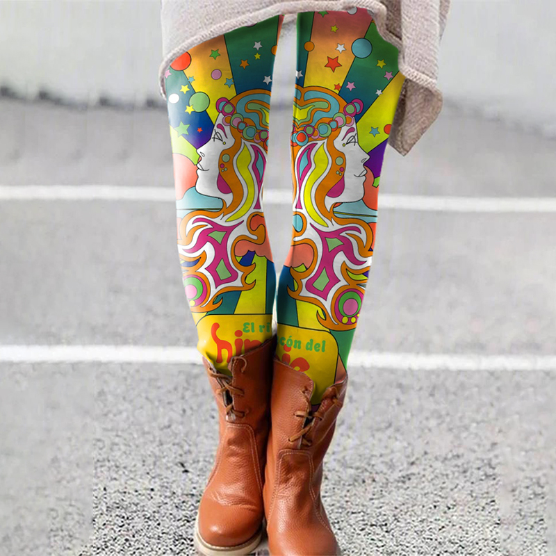 hippie Funny Print Leggings wearshes