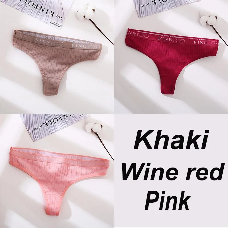 3PCS/Set Women Panties G-string Underwear Cotton Female Underpants Solid Color Briefs Lingerie Sexy Thong Panties for Woman M-XL