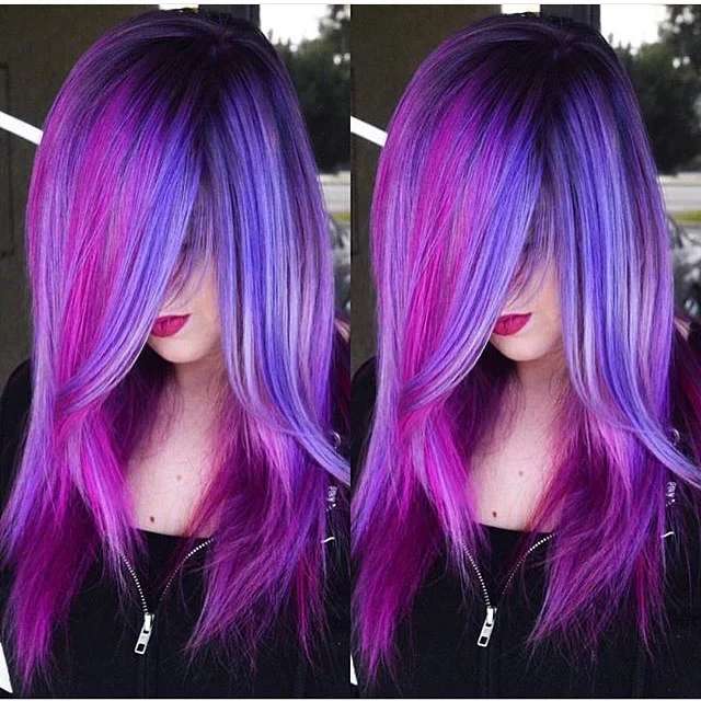 Zaesvini Hair® | (✨NEW) Rainbow Colorful Purple Straight Wig