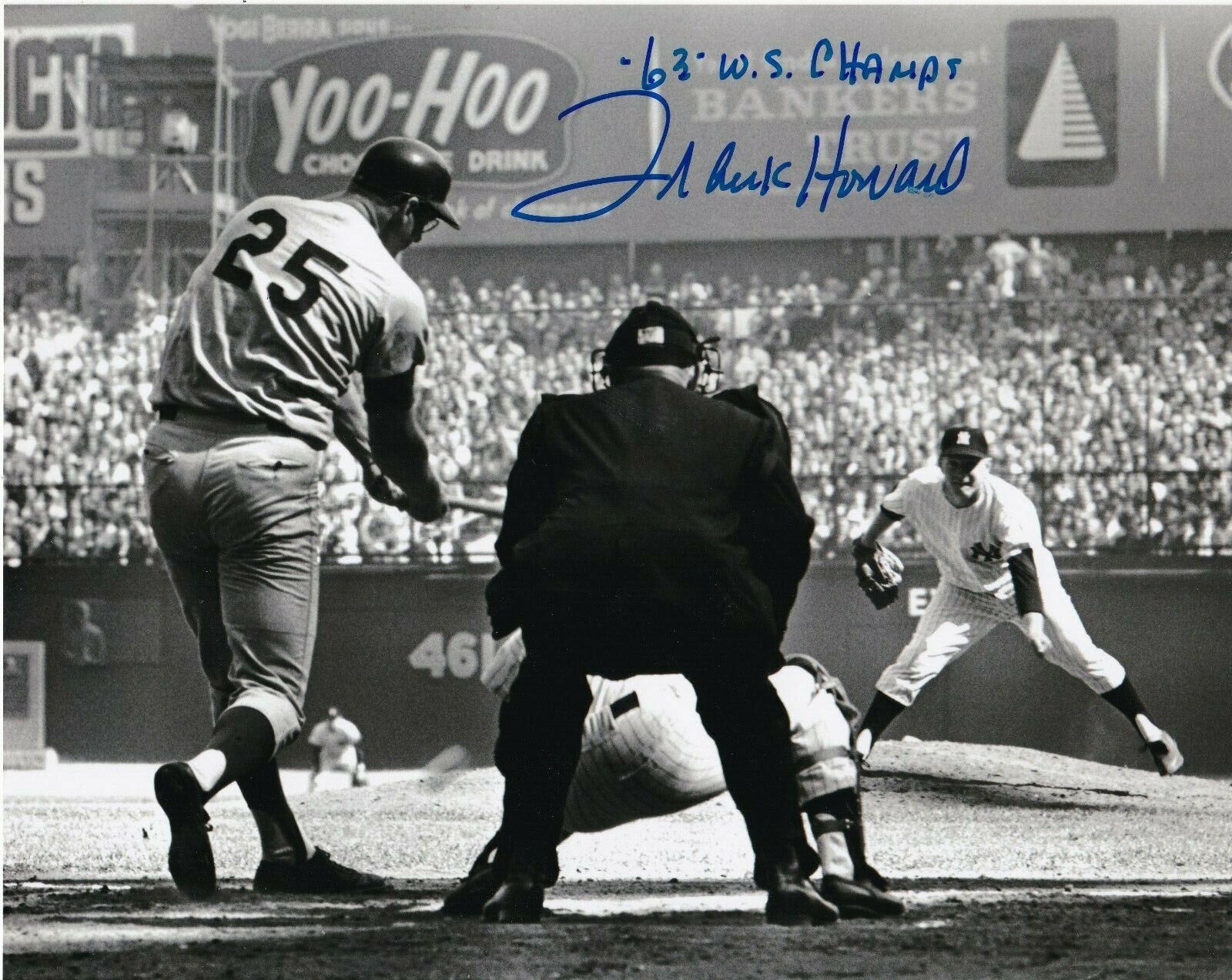 FRANK HOWARD LOS ANGELES DODGERS 1963 WS CHAMPS ACTION SIGNED 8x10