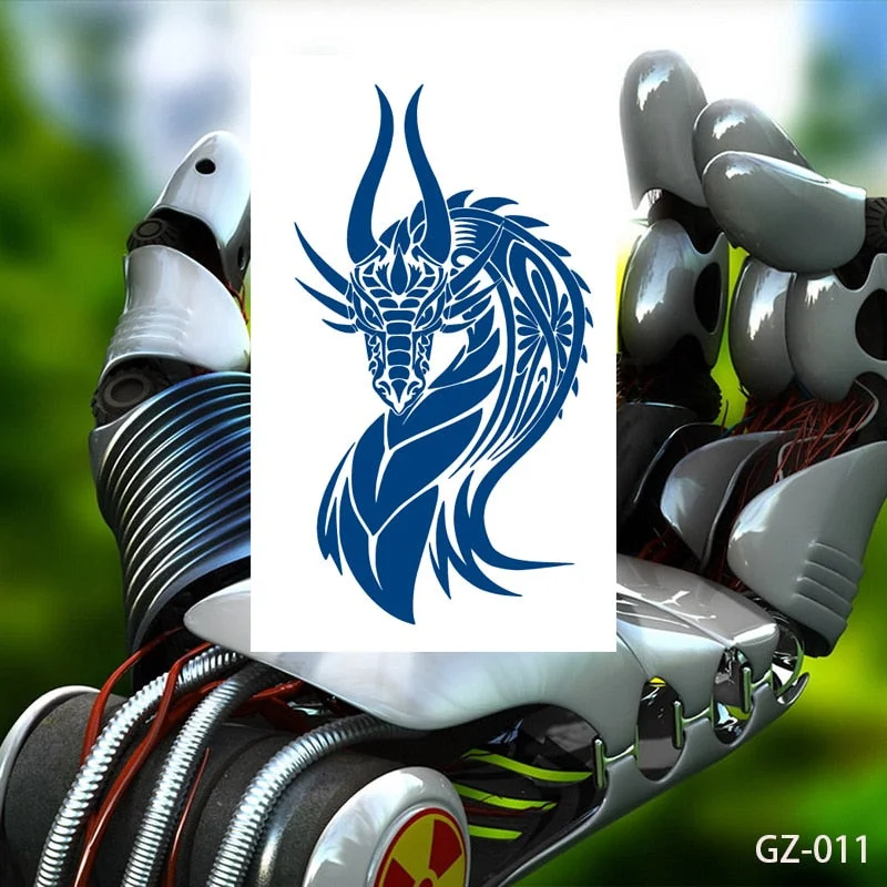 Temporary Tattoos Stickers Dragon Lion Monkey King Juice Ink Lasting Natural Men Womens Arm Body Chest Realistic Art Fake Tatoo