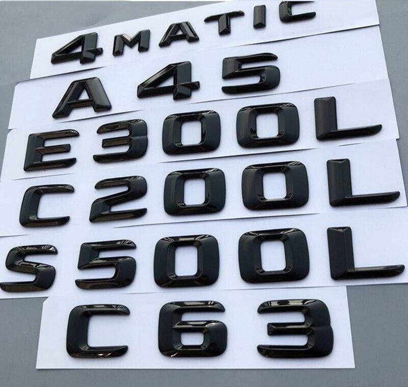 Letter Number Emblem for Mercedes Benz AMG 4MATIC A45 A260 C200L E300L S400L CLA200 Car Styling Trunk Logo Glossy Black 2014-16 voiturehub dxncar