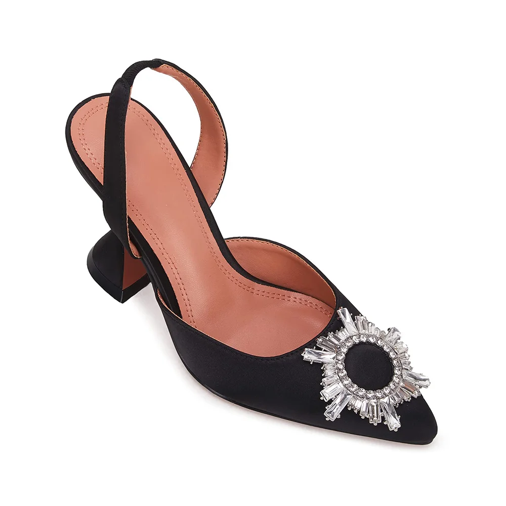 95mm Begum Crystal Party Wedding Slingback Women's Pumps-MERUMOTE