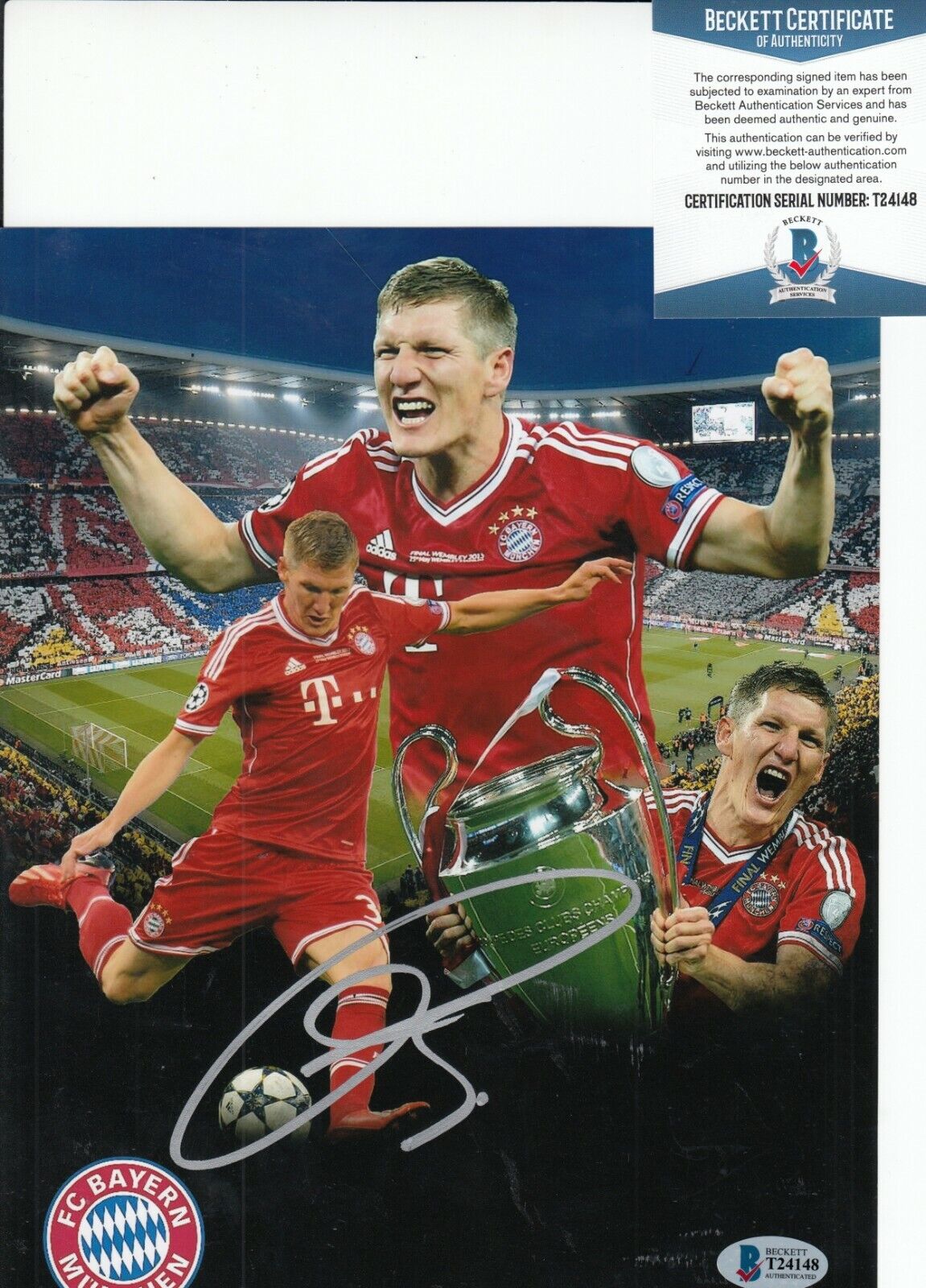 BASTIAN SCHWEINSTEIGER signed (BAYERN MUNCHEN) 8x10 Photo Poster painting Beckett BAS T24148