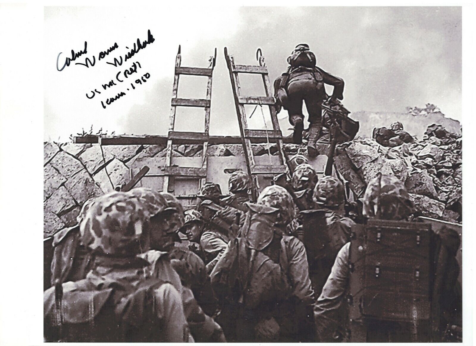 WARREN WIEDHAHN INCHON &FROZEN CHOSIN MARINE KOREAN WAR VET RARE SIGNED Photo Poster painting