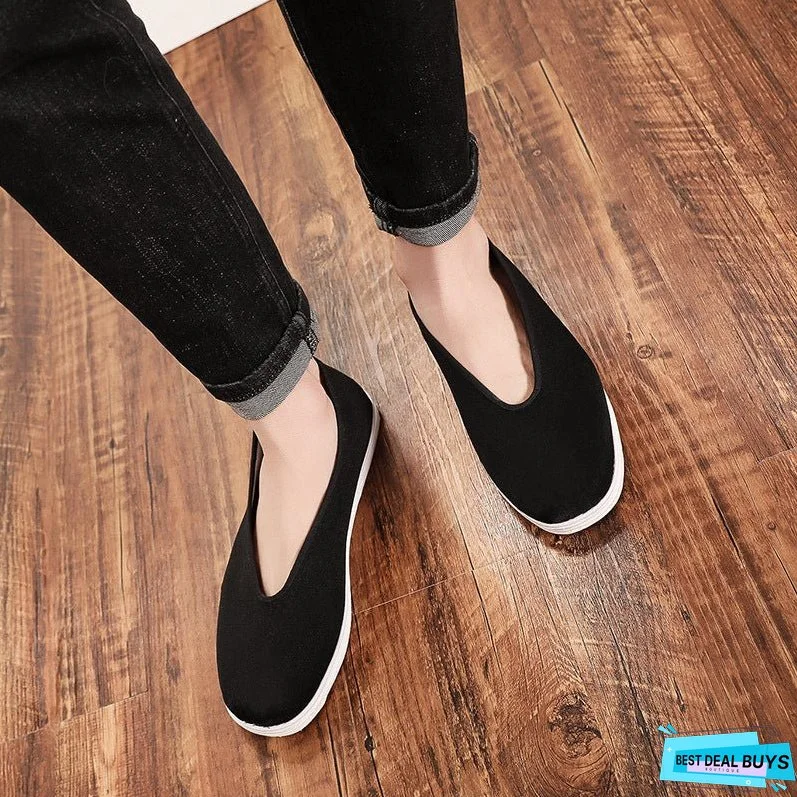 Men's Handmade Strong Bottom Round Mouth Soft Canvas Shoes