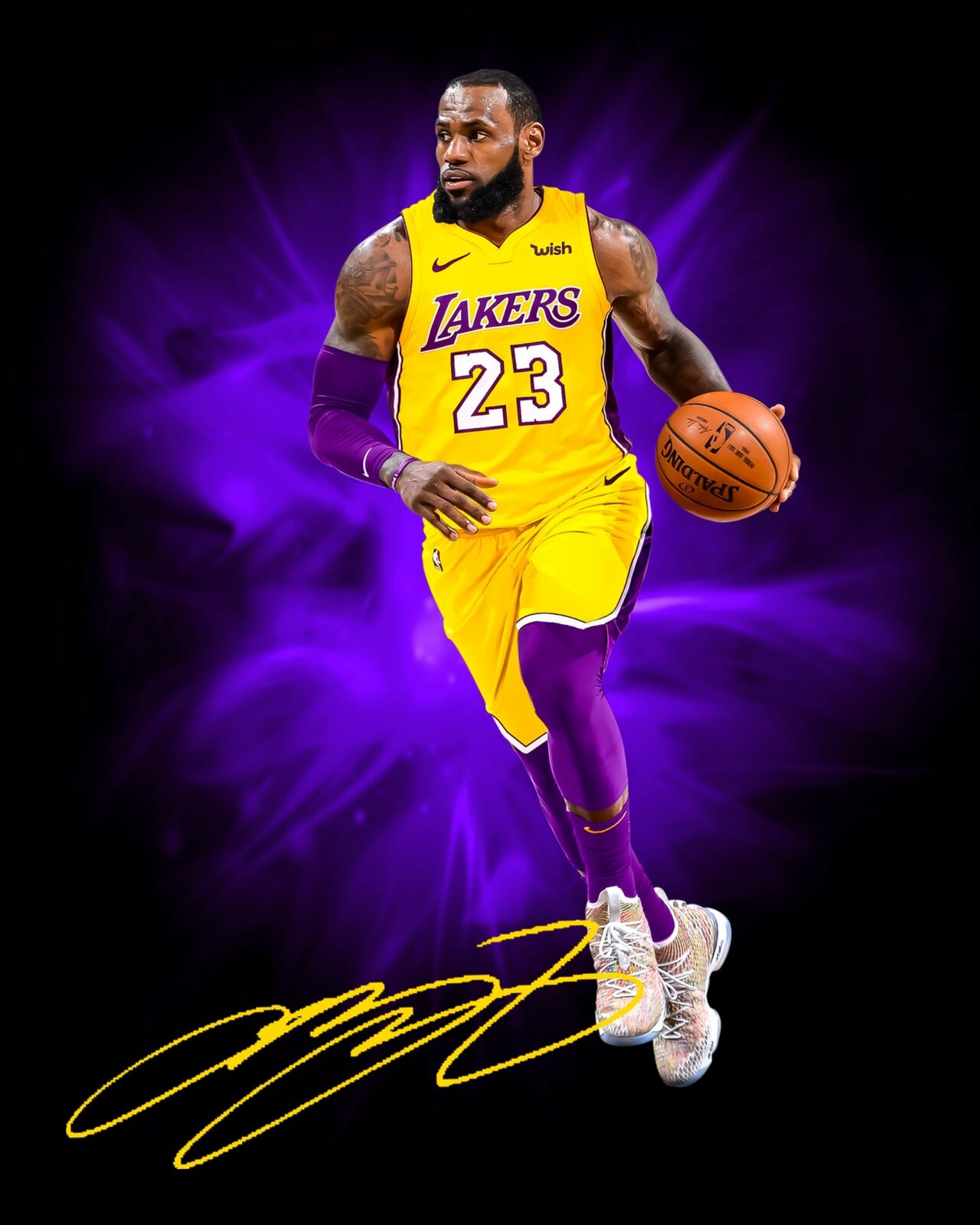 Lebron James Facsimile Signed 8x10 Photo Poster painting Los Angeles Lakers