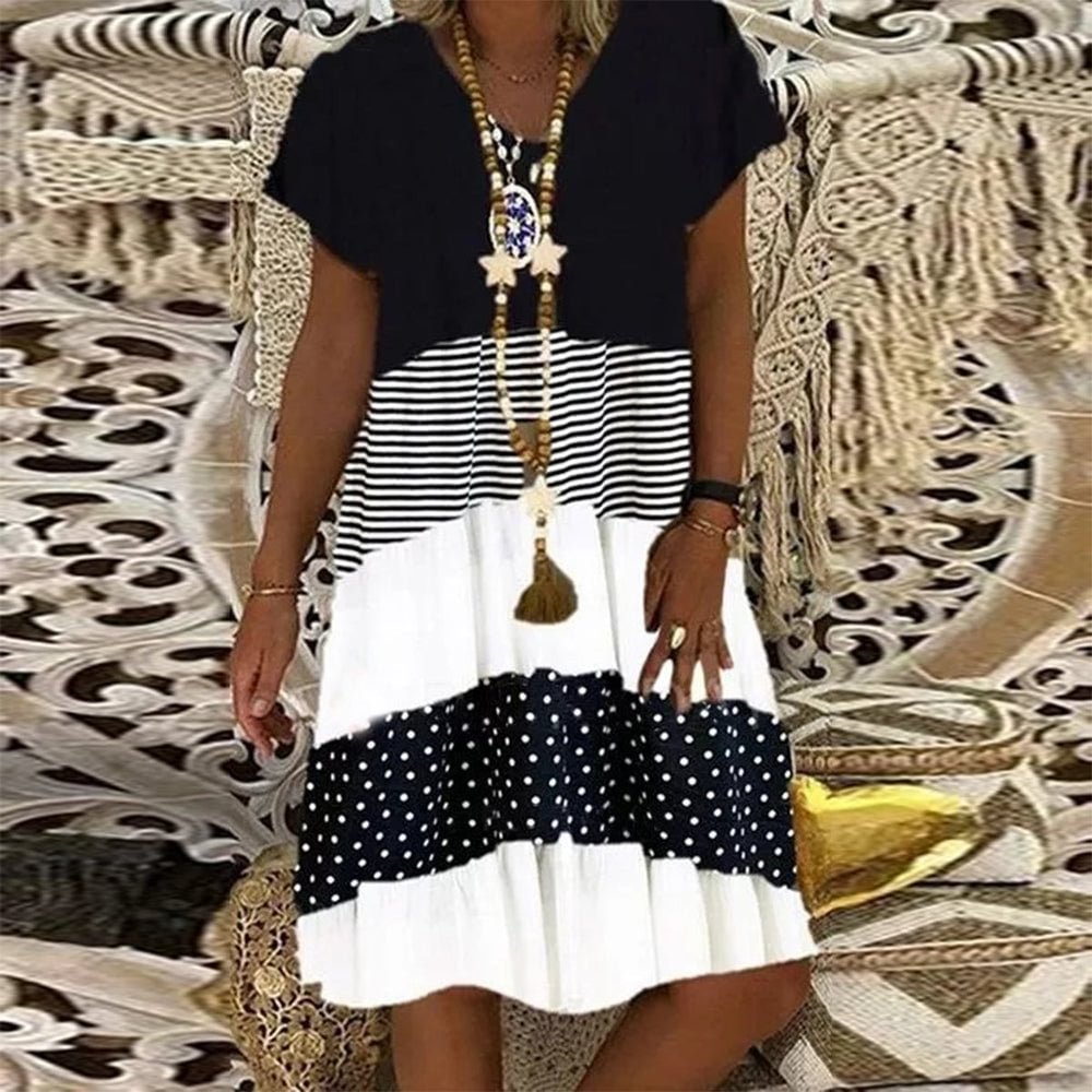 Black And White Print Mini Dress