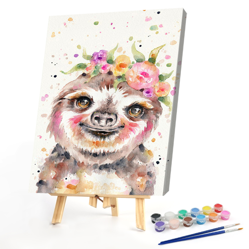 

40*50CM - Paint By Numbers - Color Flower Sloth, 501 Original