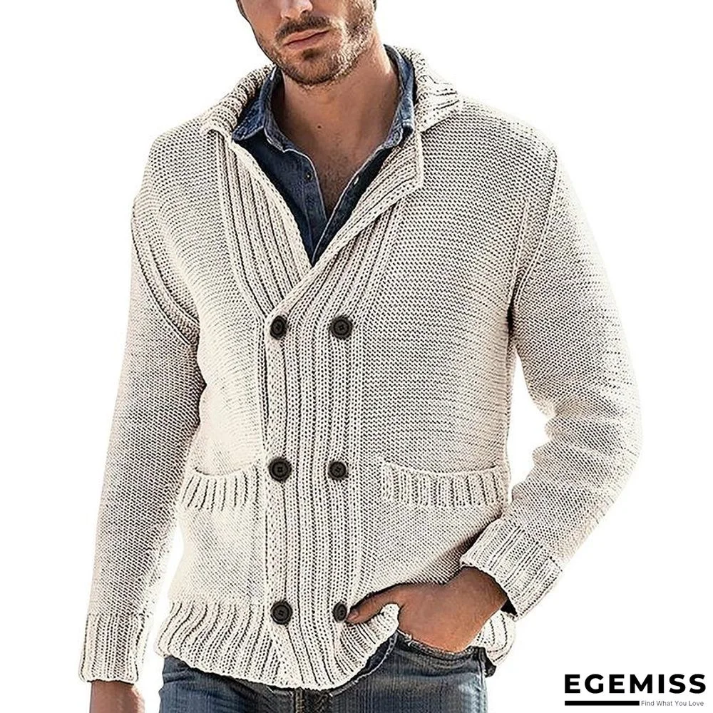 Cardigan Men's Fashion Solid Color Lapel Long Sleeve Knitted Coat | EGEMISS