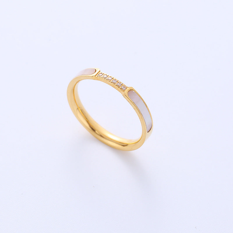 Women Minimalist Metal Diamond Doll Titanium Steel Oiling Rings