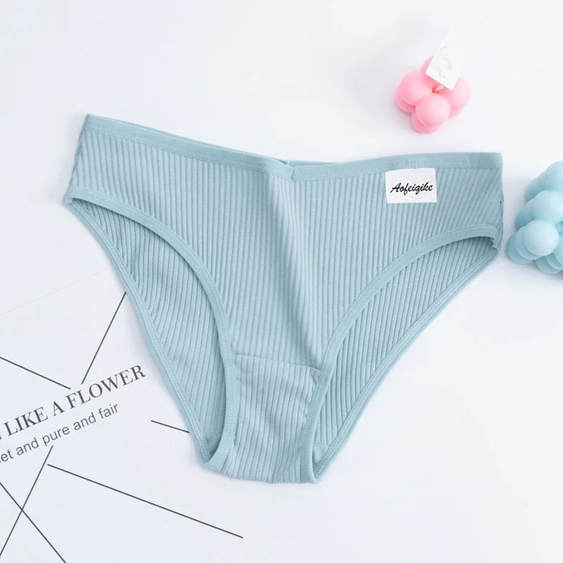 Women's Panties Cotton Underwear Sexy V Waist Lingerie Girl Low-Rise Soft Briefs Panty Underpants Solid Color Female Panties