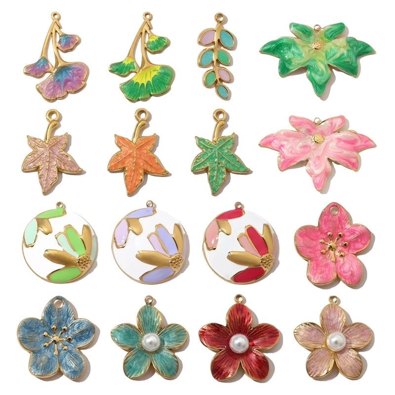 3 PCS/Package 8 * 20mm 304 Stainless Steel Leaf Flower Pendant Jewelry Accessories