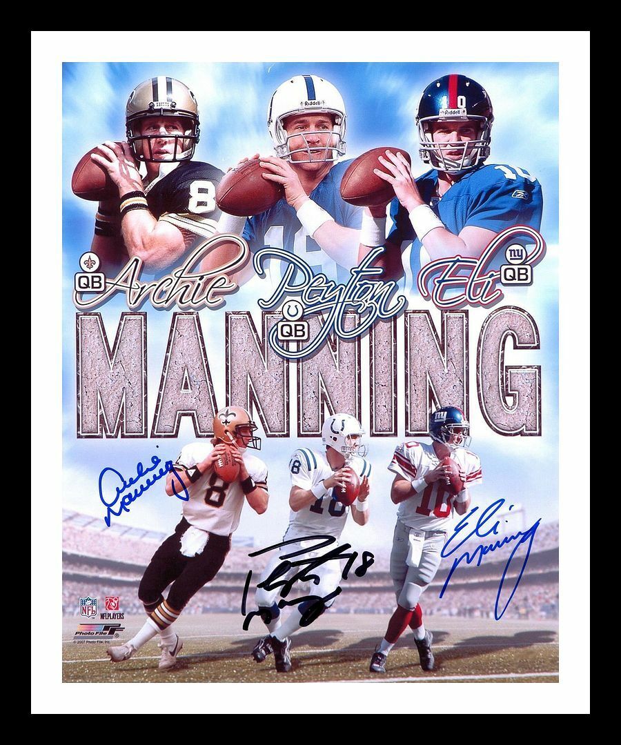 Peyton Manning, Archie Manning & Eli Manning Autographed Signed & Framed Photo Poster painting