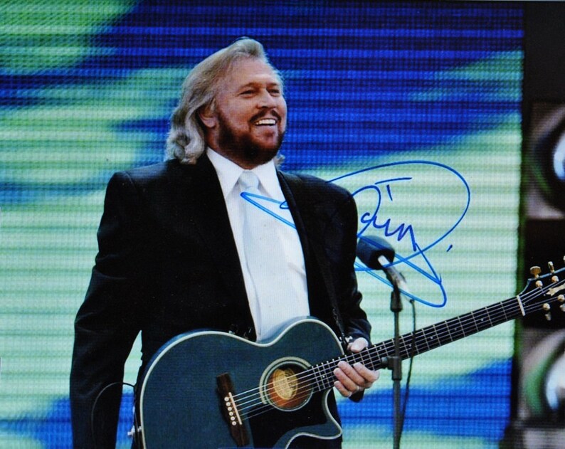 BARRY GIBB SIGNED Photo Poster painting Bee Gees wcoa