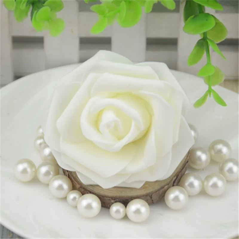 50pcs 7CM Artificial Foam Roses Flower Heads For Home Wedding Decoration Scrapbooking PE Flower DIY Kissing Balls Craft Multi