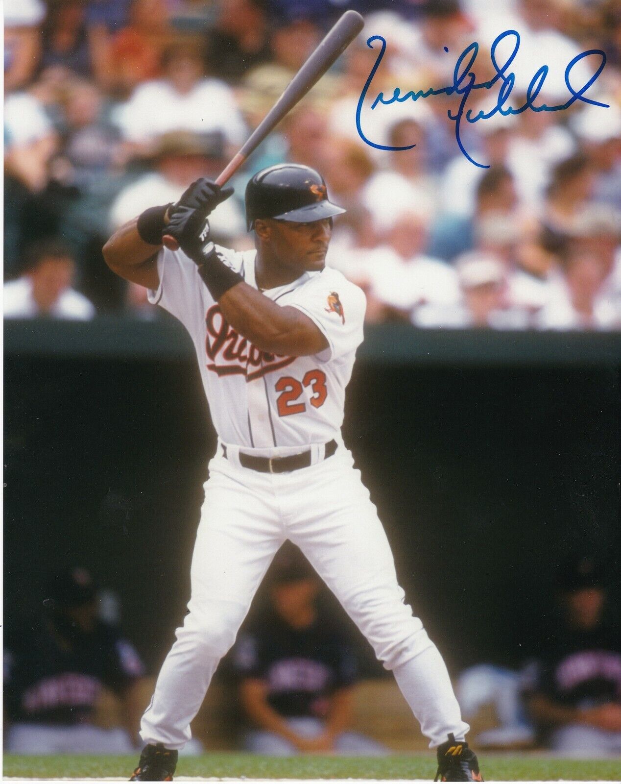 TRENIDAD HUBBARD BALTIMORE ORIOLES ACTION SIGNED 8x10