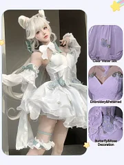 [Wetrose] Lynette Angel's Courtyard SR Cosplay Costume White Ballet Dress Wig Full Set