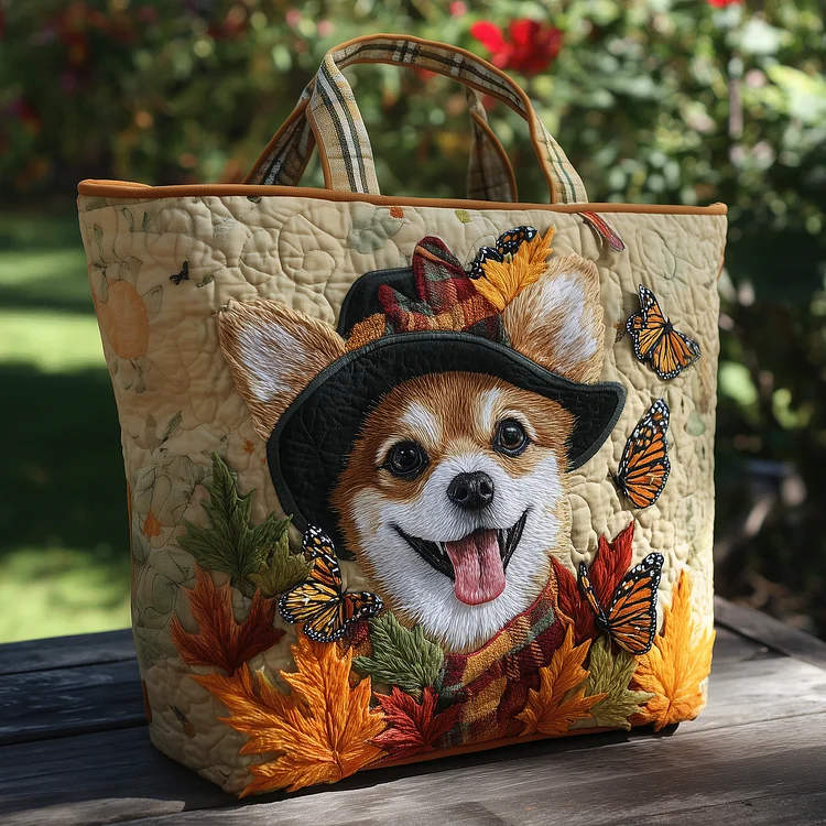 Fall Chihuahua Joy Quilted Tote Bag NCU0TH2785