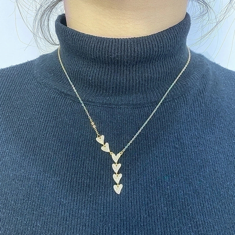 925 Sterling Silver Artificial Gemstones Cable Chain Plating Inlay Heart Shape Pendant Necklace