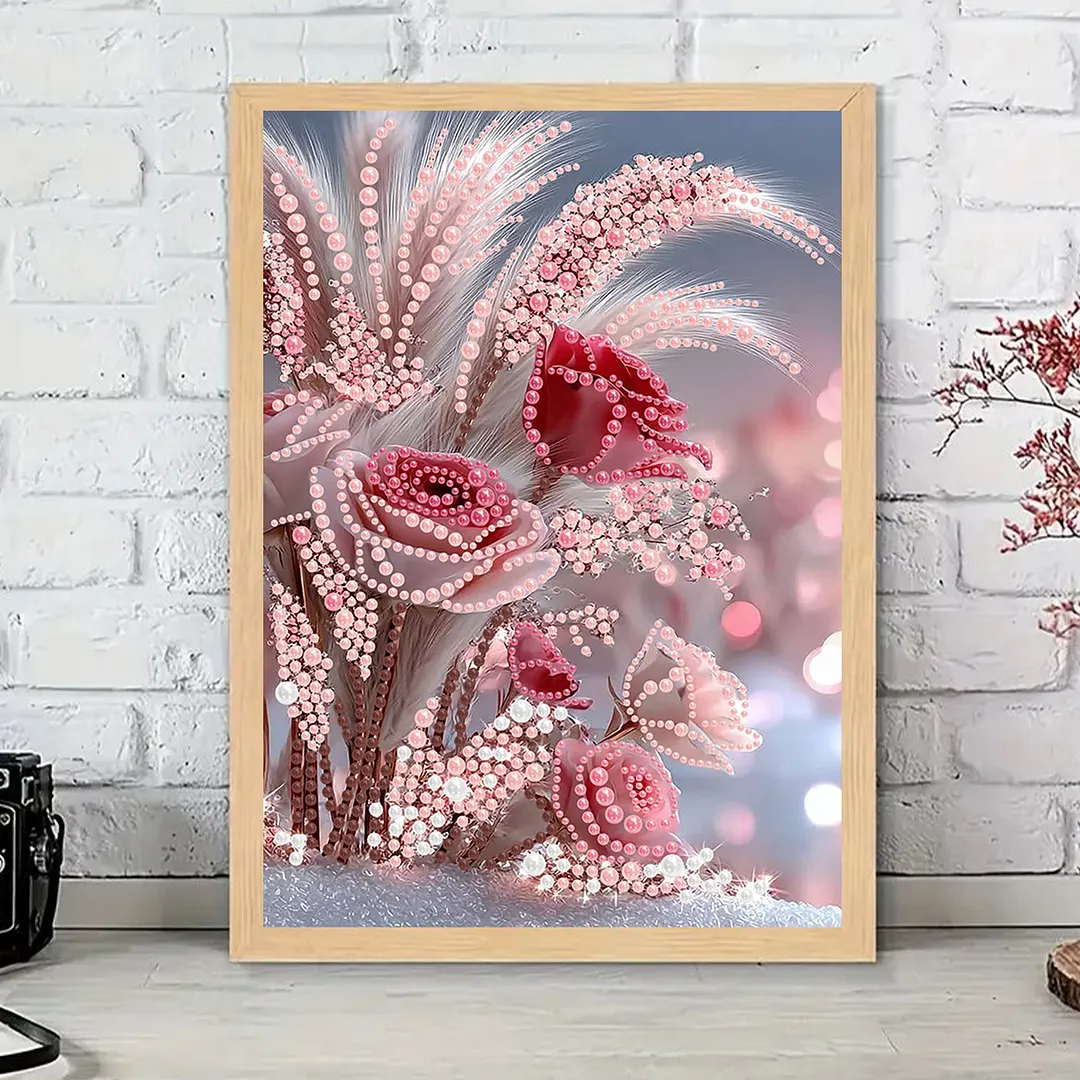 Pearl Painting Kit for Adults Pink Rose 11.81x15.75in
