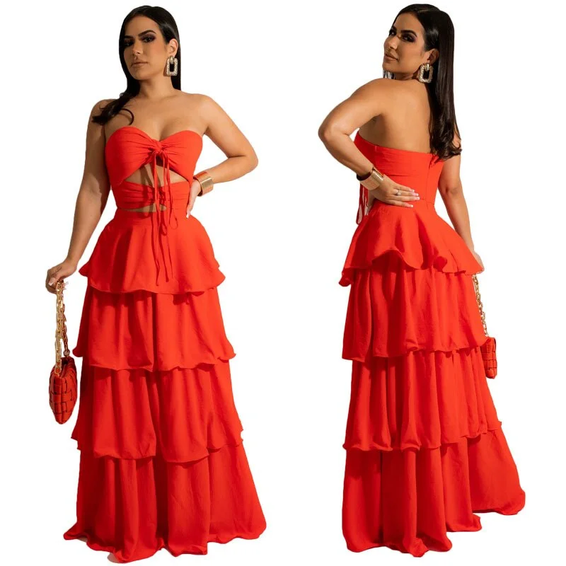 Hollow Out Prom Long Corset Dresses Night Club Outfits Evening Gowns For Women Strapless Party  Clubwear Maxi Dress