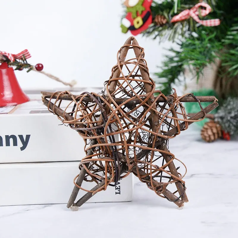 1pc Dried Rattan Star Christmas Table Ornament Xmas Tree Hanging Pendants Christmas DIY Wreath Garland New Year Gifts Navidad