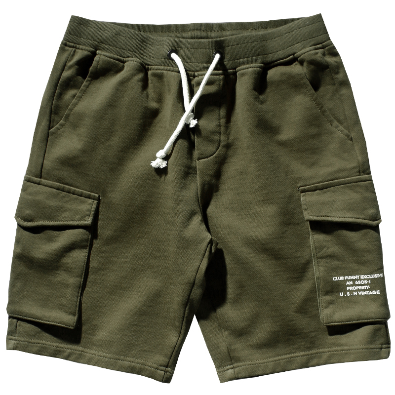380g Pure Cotton Thick Textured Terry Multi-Pocket Sports Shorts