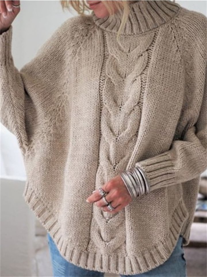 Casual Loose Half High Neck Solid Color Sweater | EGEMISS