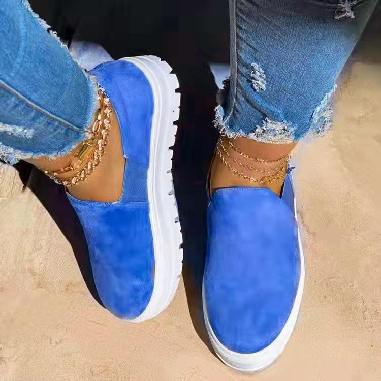 Solid color slip on platform loafers